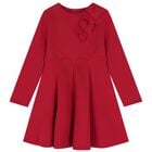 Girls Red Floral Dress, 1, hi-res