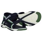 Boys White, Green & Navy Blue Logo Sandals, 2, hi-res