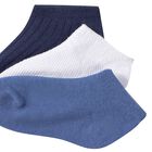 Younger Boys Navy Blue, White & Blue Socks (3 Pack), 2, hi-res
