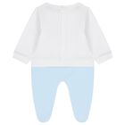 Baby Boys White & Blue Logo Babygrow, 2, hi-res