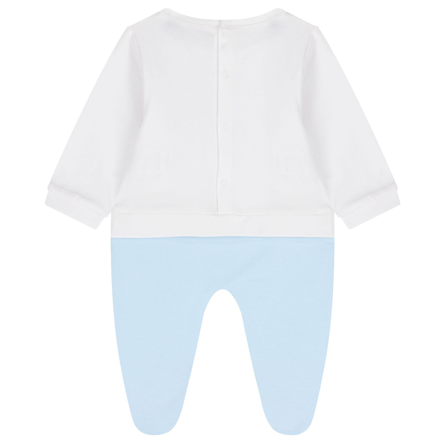 Baby Boys White & Blue Logo Babygrow, 2, hi-res