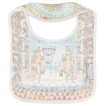 Ivory & Blue Ballet de Paris Baby Bib
