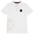 Boys White Logo Polo Shirt, 1, hi-res