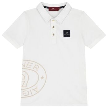 Boys White Logo Polo Shirt