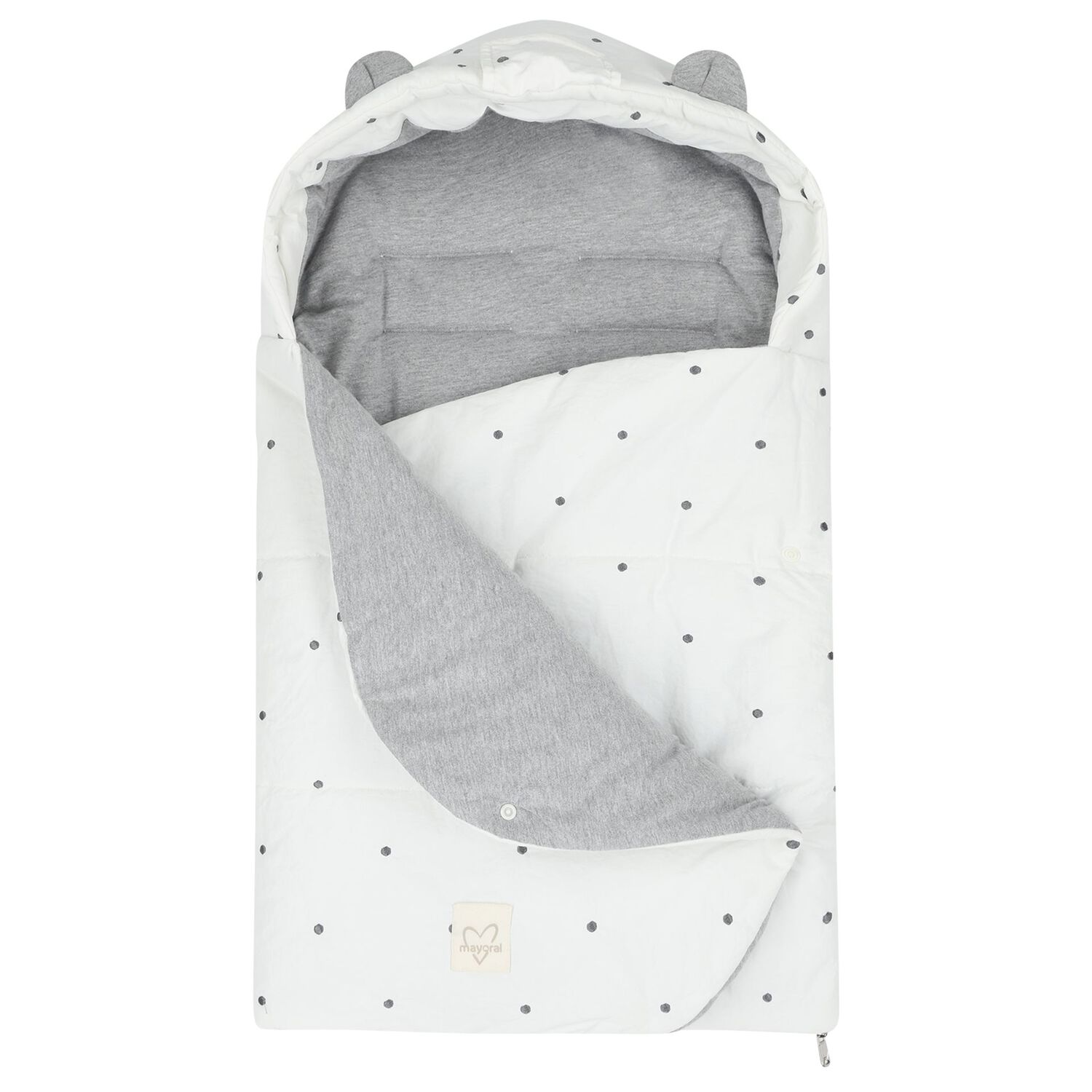 White & Grey Polka Dot Baby Nest, 1, hi-res