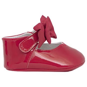 Baby Girls Red Bow Pre Walker Shoes