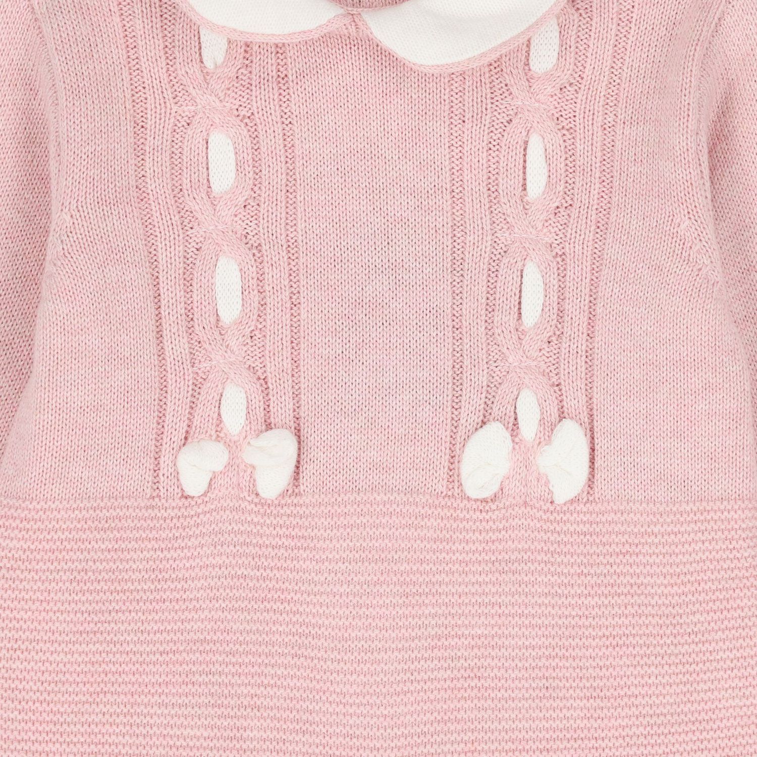 Baby Girls Pink Knitted Romper, 1, hi-res