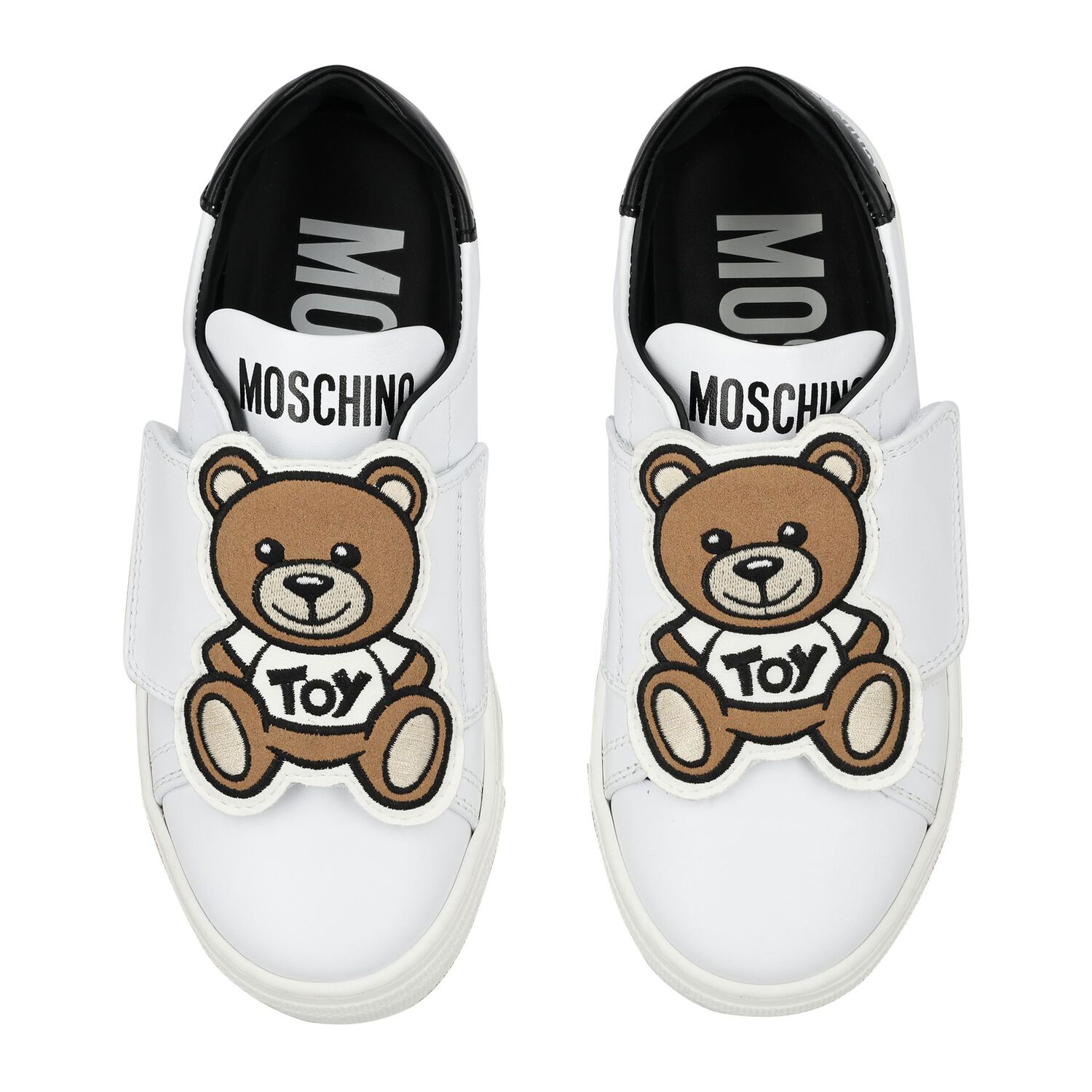 White & Black Teddy Bear Logo Trainers, 1, hi-res image number null