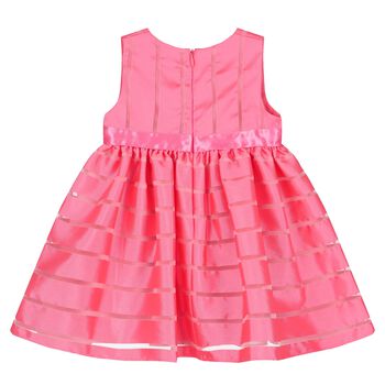 Younger Girls Pink Satin & Organza Dress