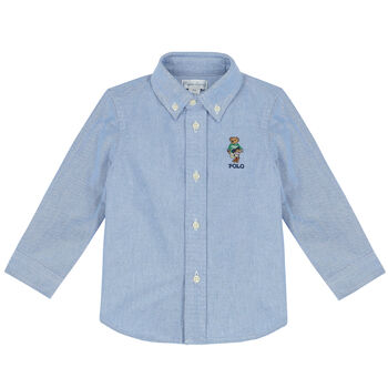 قميص بطبعة الدب باللون الازرق للاولاد