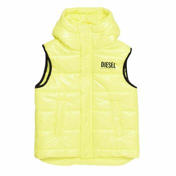 Boys Neon Green Logo Gilet