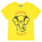 Boys Yellow Elephant Logo T-Shirt, 1, hi-res