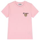 Girls Pink Teddy Bear Logo T-Shirt, 3, hi-res