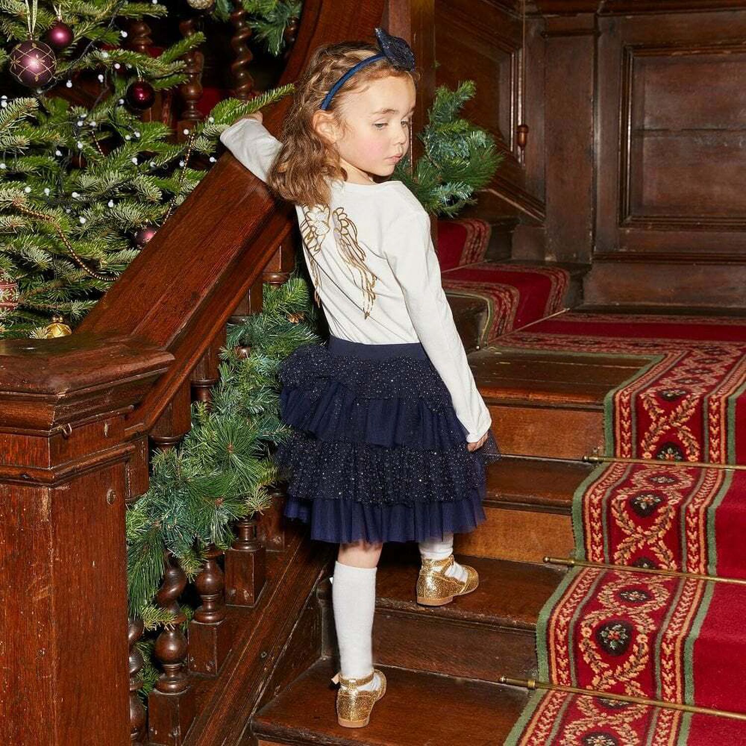 Girls Navy Blue Tulle Skirt, 2, hi-res image number null