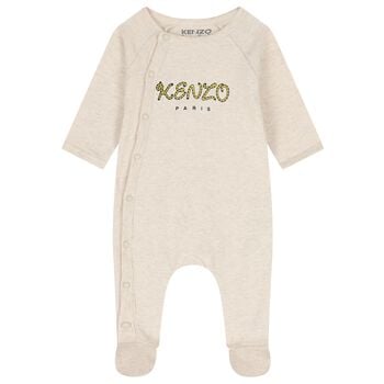 Beige Tiger Logo Babygrow