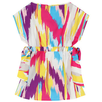 Girls White Abstract Beach Dress