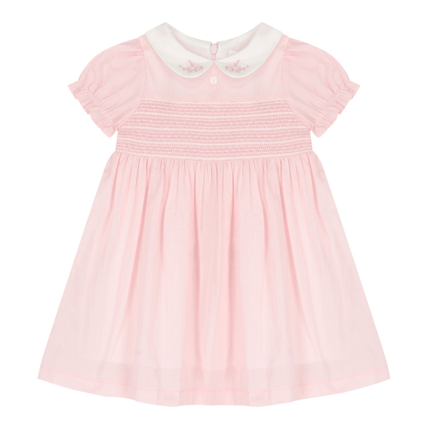 Baby Girls Pink Smocked Dress, 1, hi-res
