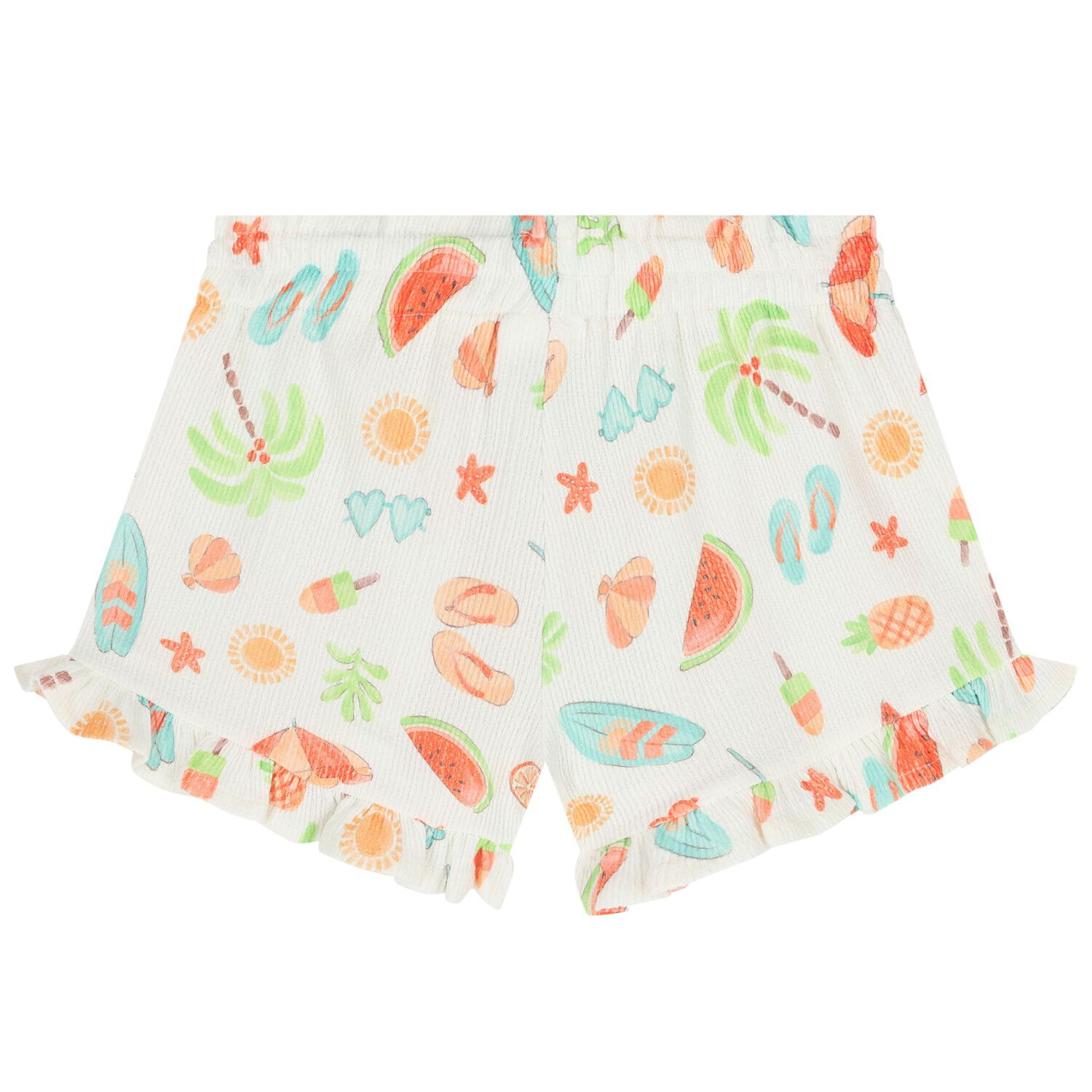 Girls Orange & Ivory Fruit Shorts Set, 1, hi-res