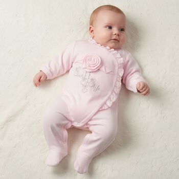 Baby Girls Pink Ruffled Babygrow