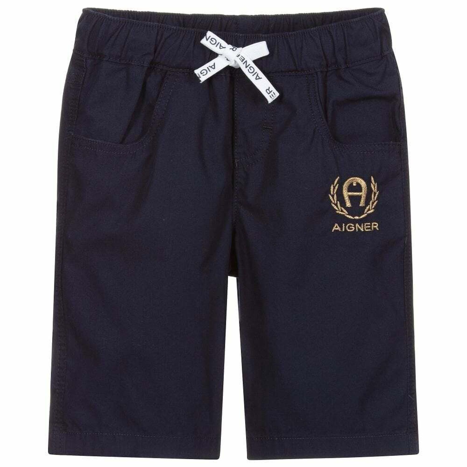 Boys Navy Logo Shorts, 1, hi-res