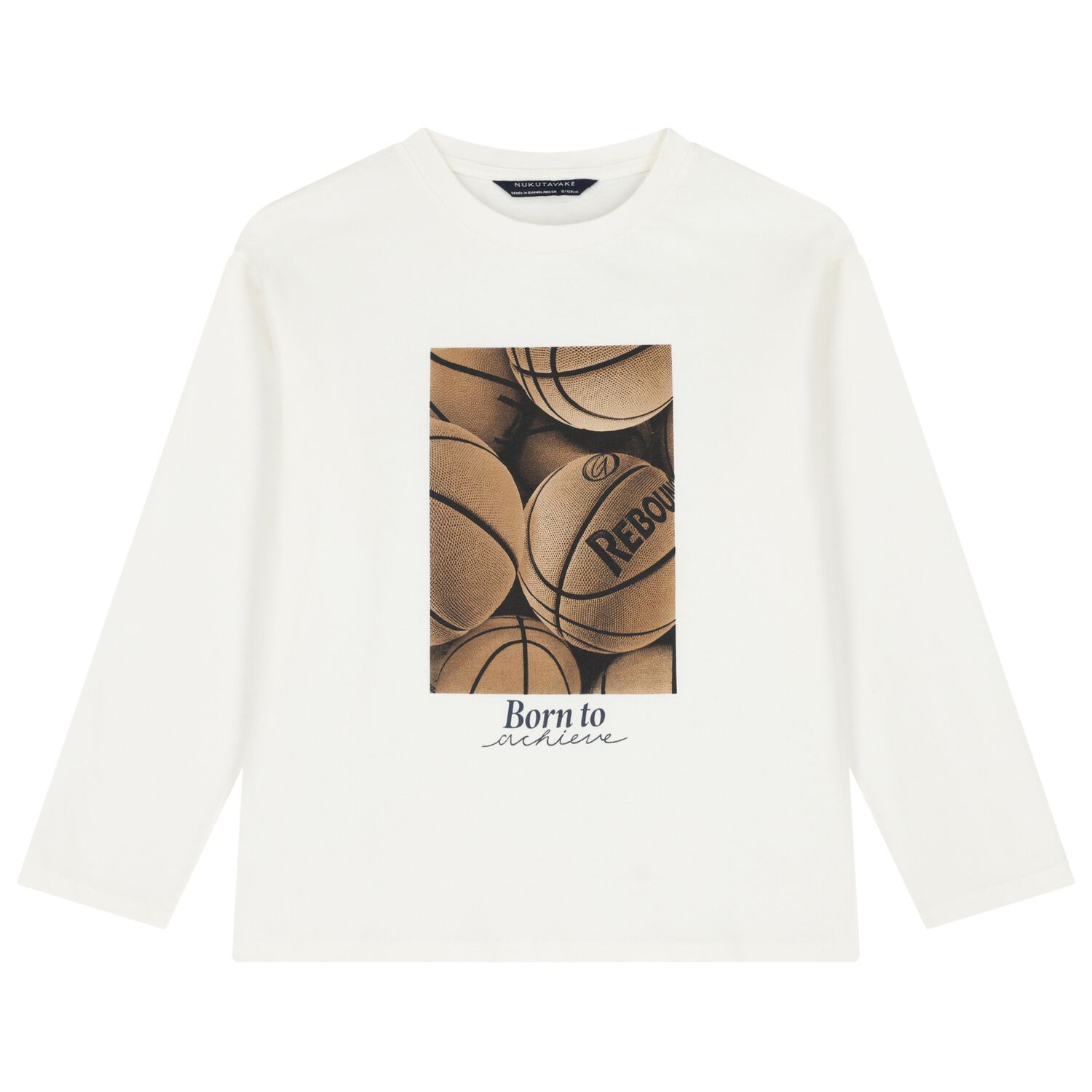 Boys Ivory Basketball Long Sleeve Top, 1, hi-res