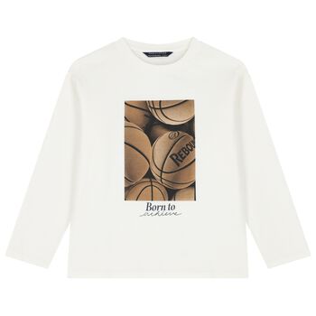 Boys Ivory Basketball Long Sleeve Top