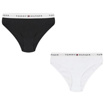 Tommy Hilfiger Girls Black & White Logo Knickers (2-Pack), 1 Girls Black & White Logo Knickers (2-Pack)