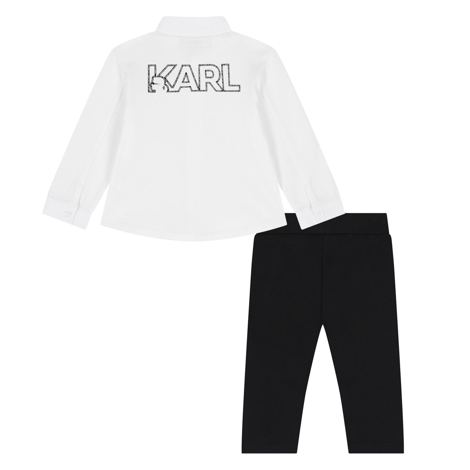 Younger Boys White & Black Logo Trouser Set, 1, hi-res