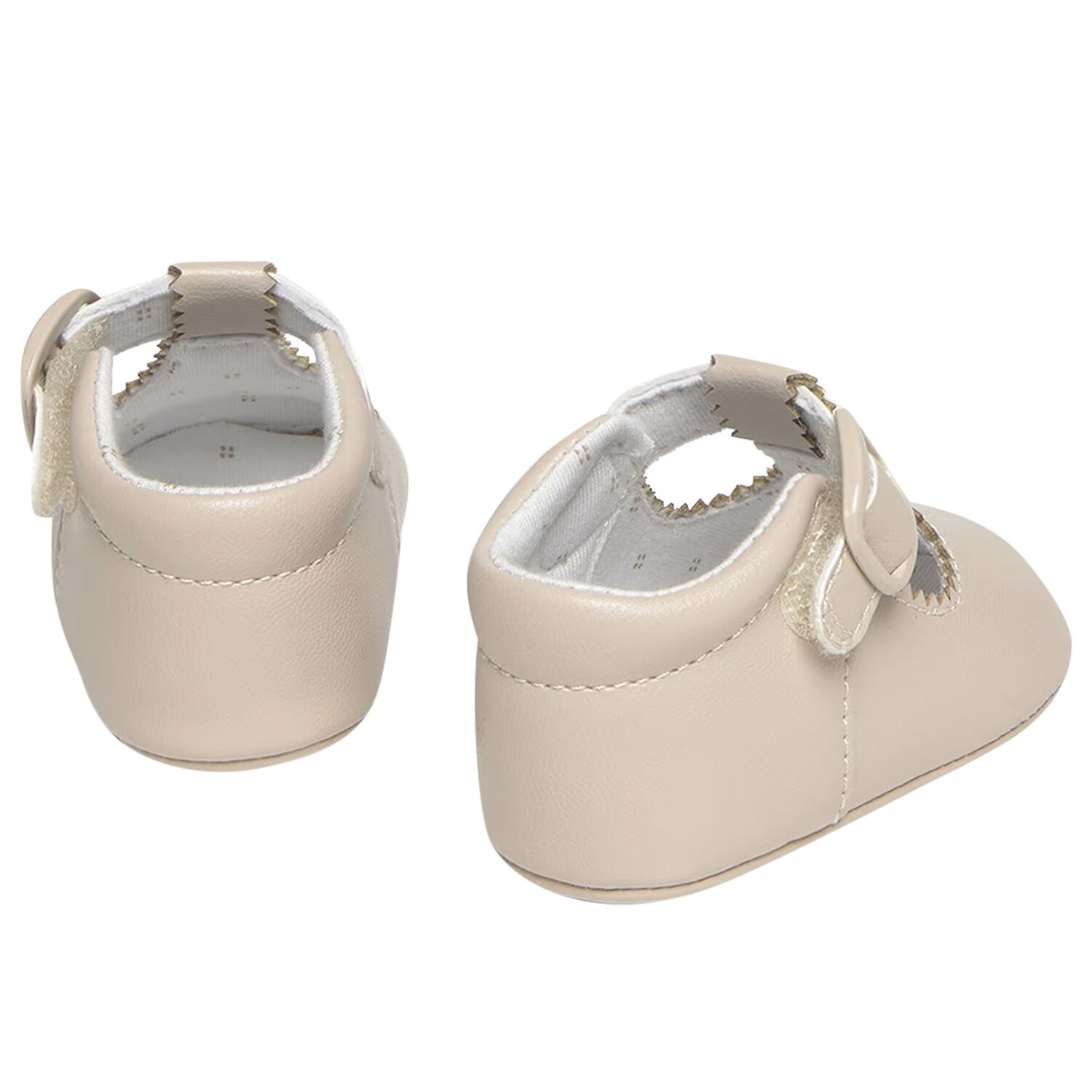 Beige Leather Pre Walker Shoes, 3, hi-res