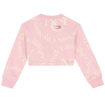 Girls Pink Logo Cropped Sweatshirt