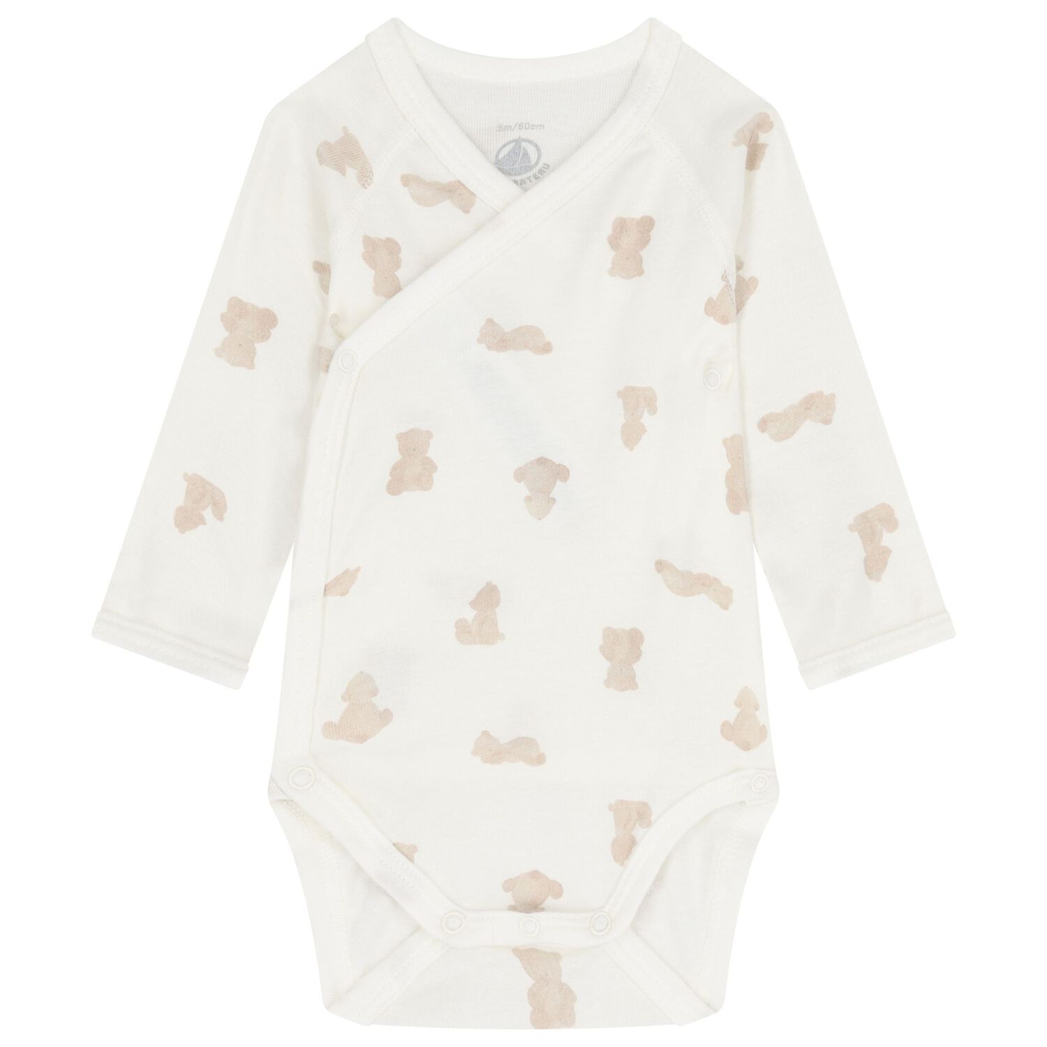 Ivory & Beige Teddy Bear Logo Baby Bodysuit ( 3-Pack ), 1, hi-res