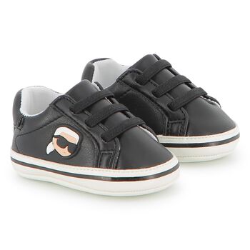 Baby Boys Black Ikonik Karl Pre Walker Shoes