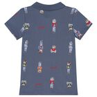 قميص اولاد بولو بطبعة الدب تيدي باللون الأزرق , 2, hi-res