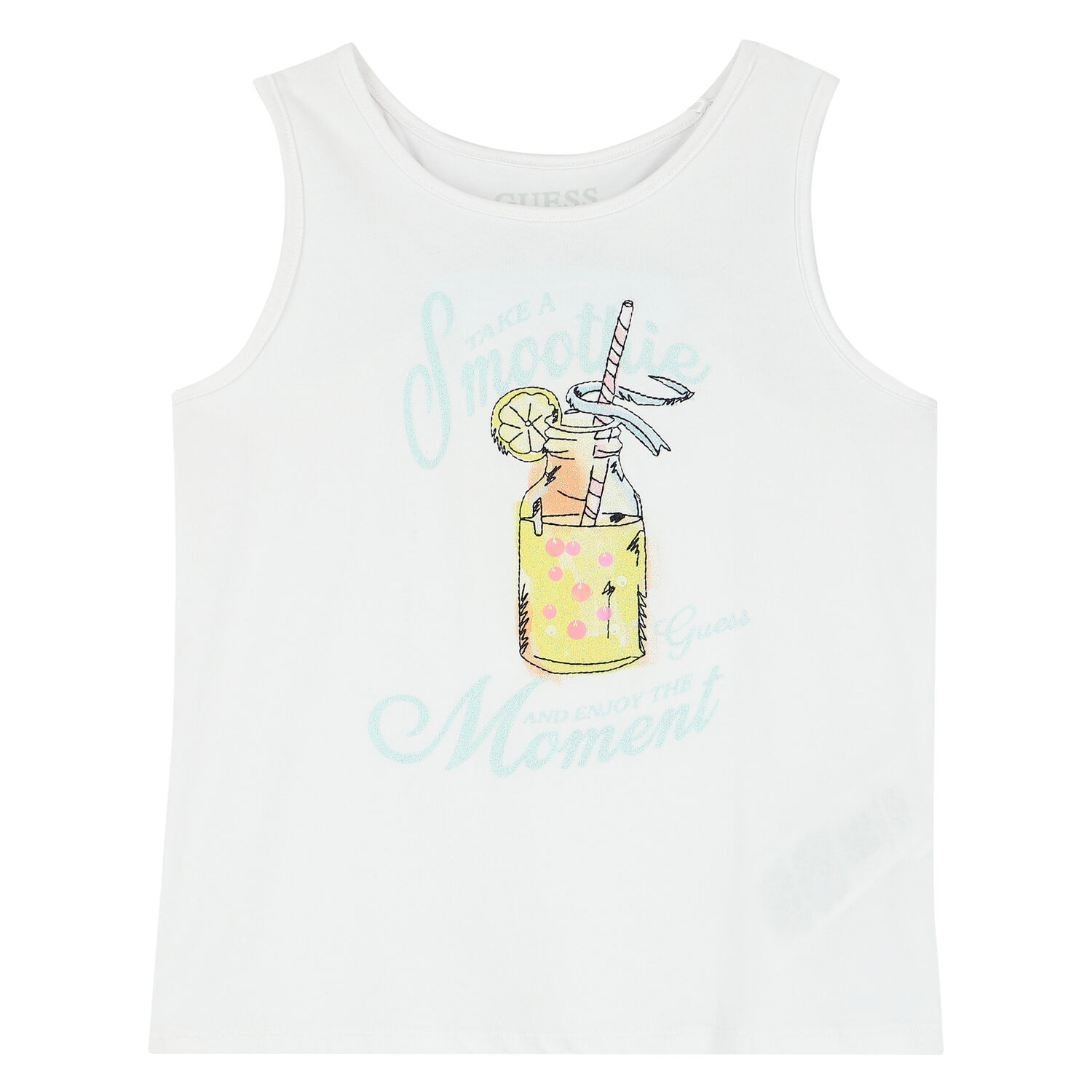 Girls White Smoothie Graphic Top, 1, hi-res image number null