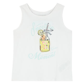 Girls White Smoothie Graphic Top