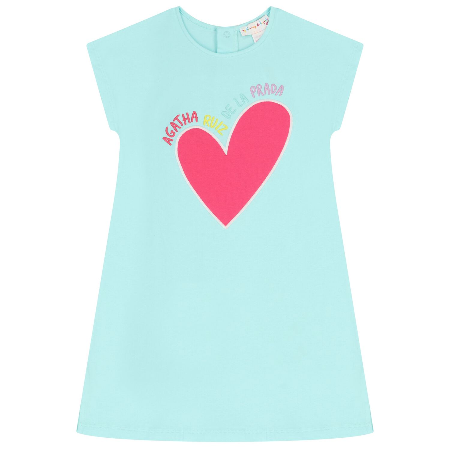 Girls Aqua Heart Logo Dress, 1, hi-res