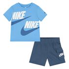 Younger Boys Blue Logo Shorts Set, 1, hi-res