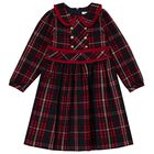 Girls Navy Blue Tartan Dress, 1, hi-res
