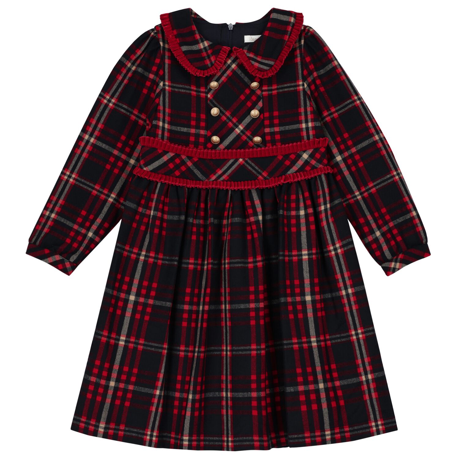 Girls Navy Blue Tartan Dress, 1, hi-res image number null