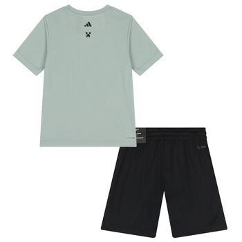 Boys Green & Black Minecraft Shorts Set