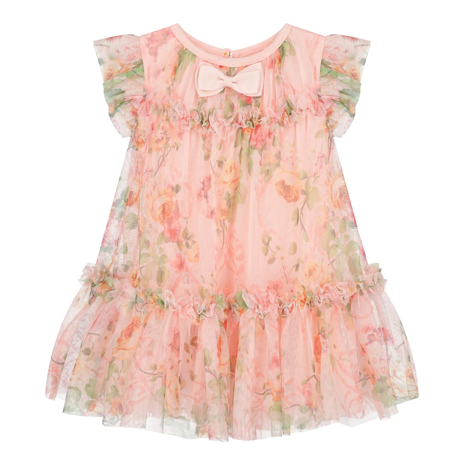 Baby Girls Pink Rose Tulle Dress, 3, hi-res image number null