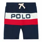 Boys Navy, White & Red Logo Shorts, 1, hi-res