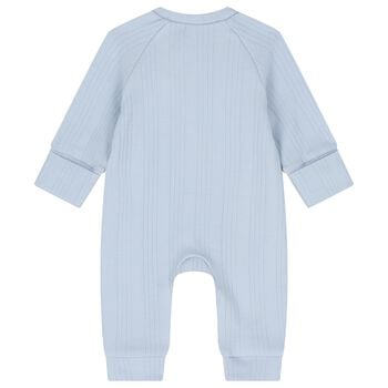 Baby Boys Blue Balloon Motif Ribbed Romper