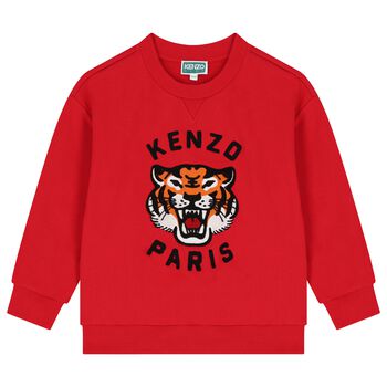 KENZO KIDS Boys Red Tiger Logo Sweatshirt, 2 Boys Red Tiger Logo Sweatshirt