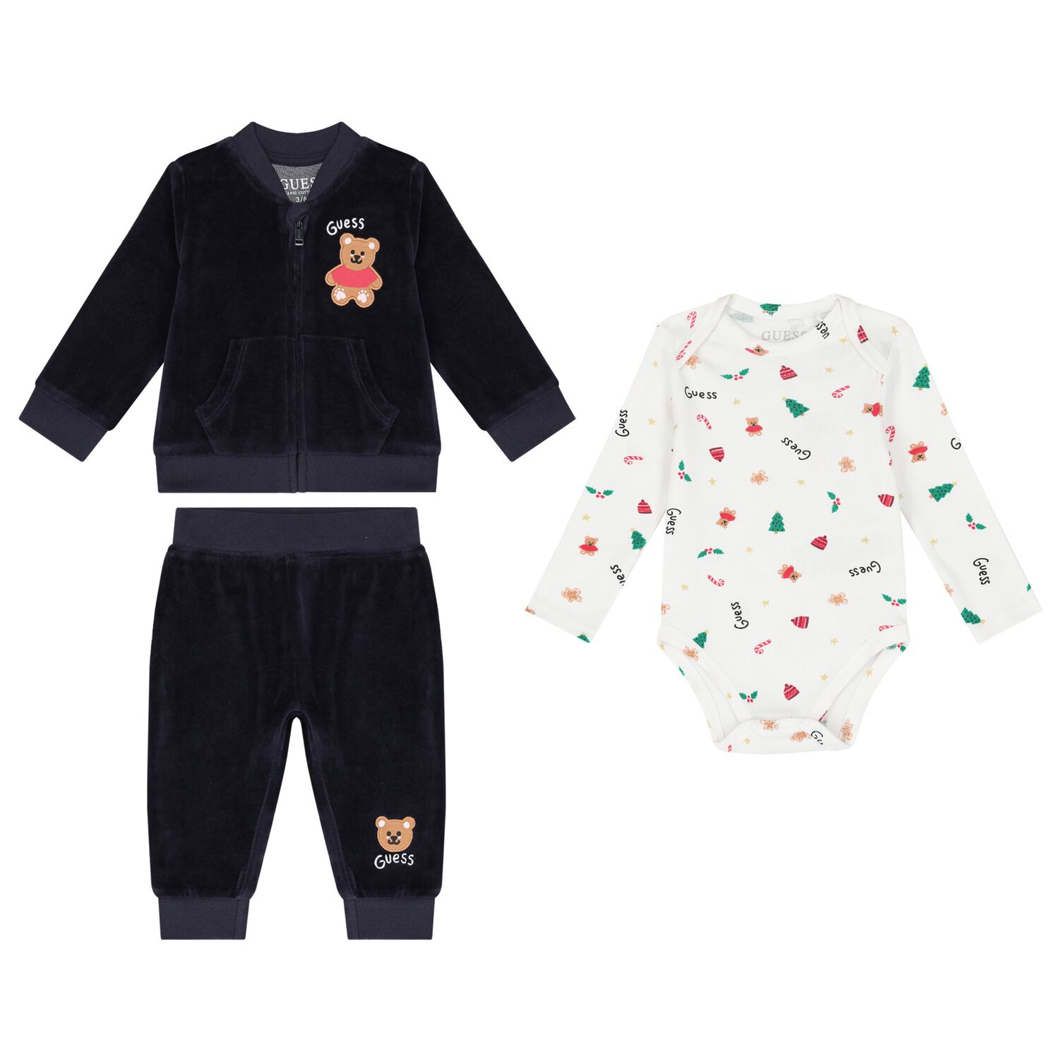 Baby Boys Navy Blue & White Festive Tracksuit (3 Piece), 1, hi-res image number null