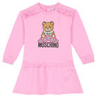 Younger Girls Pink Bear Logo Dress, 1, hi-res