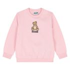 Younger Girls Pink Teddy Bear Logo Sweatshirt, 4, hi-res