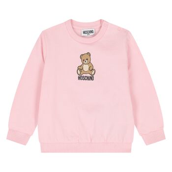 Younger Girls Pink Teddy Bear Logo Sweatshirt