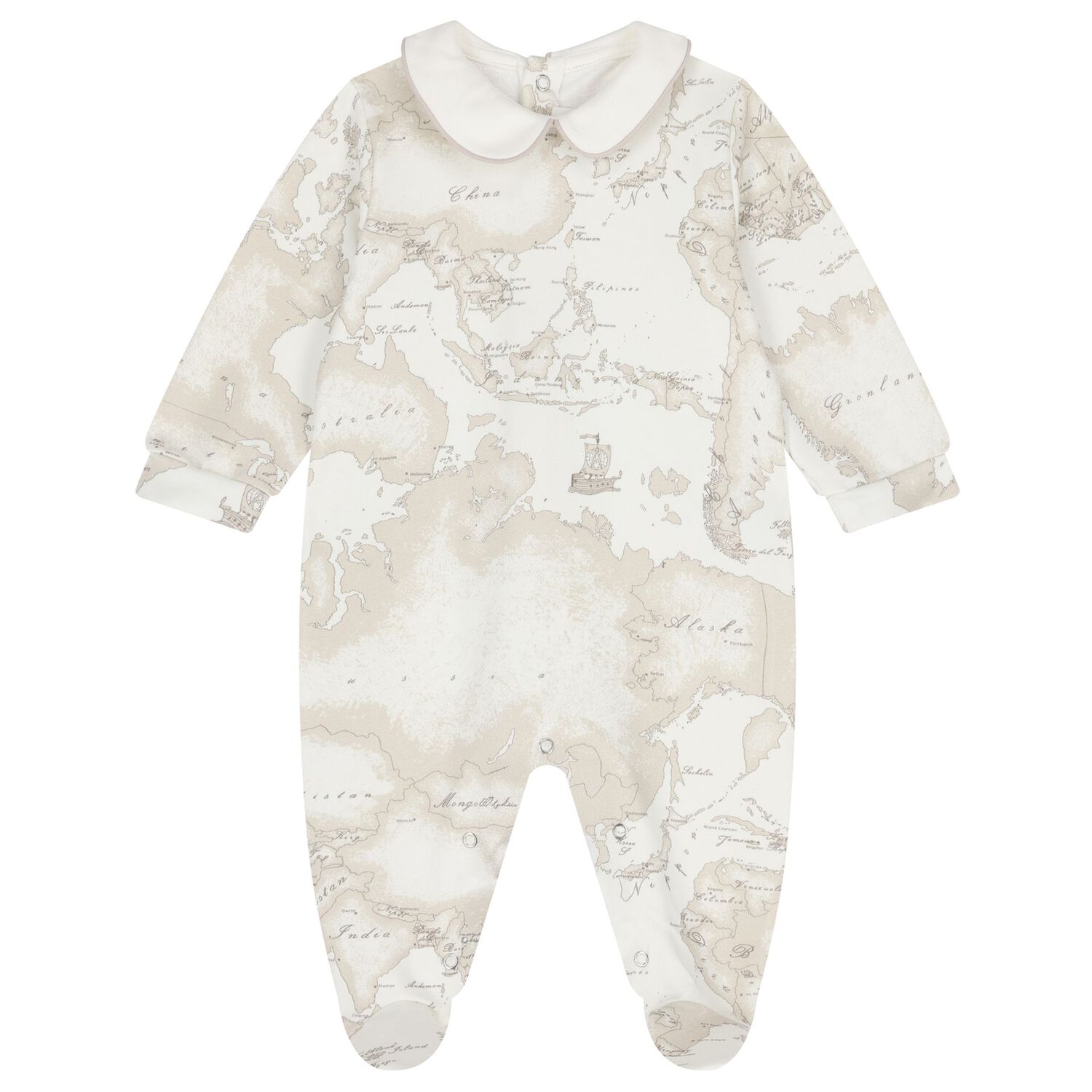 Ivory & Beige Geo Map Babygrow Set, 3, hi-res
