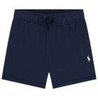 Baby Boys Navy Blue Logo Shorts, 1, hi-res